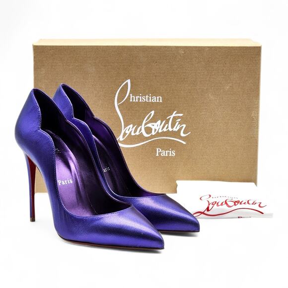Christian Louboutin Hot Chick Leather Pumps 100 Purple EU 39.5 US 9 - New $895 - Picture 1 of 12